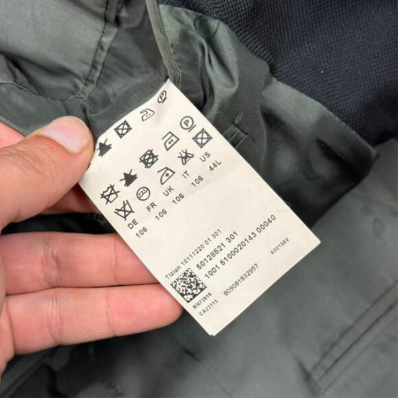 Hugo Boss Hopsack Blazer Wool Sport Coat Black "Tizian" 44L - Picture 9 of 11